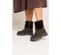 Yours Women's Faux Suede Wedge Chelsea Boots In Wide E Fit in Chocolate | Size: 9E