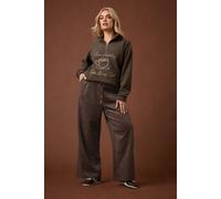 Yours Women's Faux Suede Wide Leg Trousers in Chocolate | Size: 18 Yours Chocolate 18