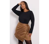 Yours Faux Suede Wrap Mini Skirt In Light Brown Light Brown 18