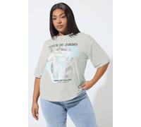 Yours Limited Collection Curve 'Fleur Du Jardin' Foil T-Shirt - Women's - Plus Size Curve Grey