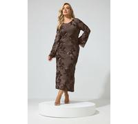 Yours Floral Applique Maxi Dress In Chocolate Chocolate
