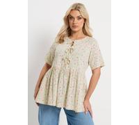 Yours Curve White Floral Bow Front Peplum Top - Women's - Plus Size Curve