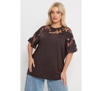 Yours Women's Floral Boxy T-Shirt in Chocolate | Size: 16