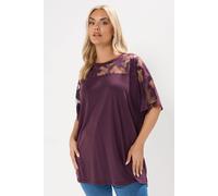 Yours Floral Boxy T-Shirt In Purple Purple 16