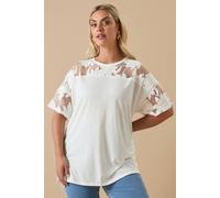 Yours Curve Floral Burnout Boxy T-Shirt - Women's - Plus Size Curve White