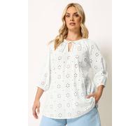 Yours Women's Floral Broderie Anglaise Top in White | Size: 16 Yours White 16