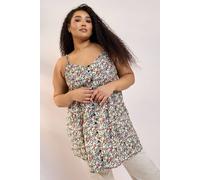 Yours Curve Ditsy Floral Button Cami Vest Top - Women's - Plus Size Curve