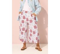 Yours Women's Floral Check Crinkle Midaxi Culottes in White | Size: 16 Yours White 16