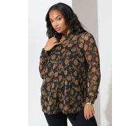 Yours Floral Chiffon Shirt In Black Black 24