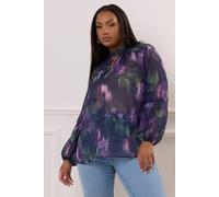 Yours London Curve Floral Crochet Trim Blouse - Women's - Plus Size Curve Purple