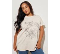 Yours Floral Embellished T-Shirt In Natural Natural 18