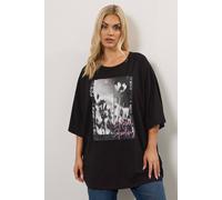 Yours 'floral Feeling' Oversized T-Shirt In Black Black 14