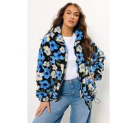 Yours Floral Fleece Jacket In Black Black 22-24