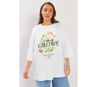 Yours Floral Graphic Slogan T-Shirt In White White 22-24