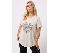 Yours Curve Floral Heart Embroidered T-Shirt - Women's - Plus Size Curve Cream