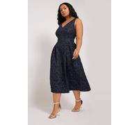 Yours Women's Floral Jacquard Skater Dress in Dark Navy | Size: 18 Yours Dark Navy 18