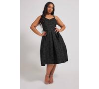 Yours Floral Jacquard Sweetheart Prom Dress In Black Black 26-28