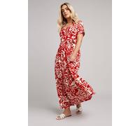 Yours Floral Maxi Wrap Dress In Red Red 22-24