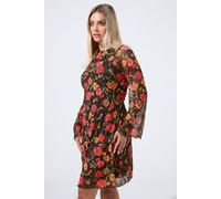 Yours Limited Collection Curve Floral Mesh Mini Dress - Women's - Plus Size Curve Black