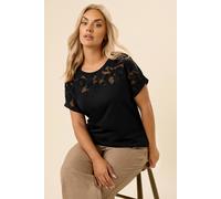 Yours Curve Floral Mesh T-Shirt - Women's - Plus Size Curve Black