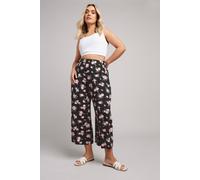 Yours Floral Midaxi Culottes In Black Black 26-28