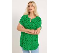 Yours Women's Floral Notch Neck Top in Bright Green | Size: 18 Yours Bright Green 18