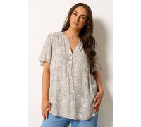 Yours Women's Floral Notch Neck Top in Natural | Size: 22-24 Yours Natural 22-24