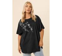 Yours Curve Floral Oversized Sequin Top - Women's - Plus Size Curve Black