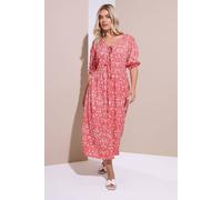 Floral Paisley Bow Tie Front Midaxi Dress Yours Red 16