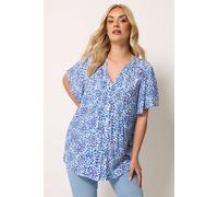 Yours Curve Floral Pintuck Blouse - Women's - Plus Size Curve Blue