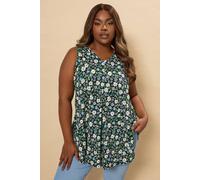 Yours Curve Black Floral Pleat Front Vest Top - Women's - Plus Size Curve