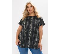 Yours Floral Pointelle Swing Top In Black Black 14