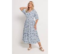 Yours Floral Polka Dot Notch Neck Maxi Dress In White White