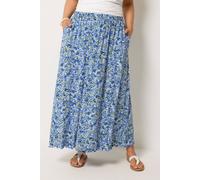 Yours Floral Print Maxi Skirt In Blue Blue