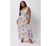 Yours London Curve Mesh Floral Print Sleeveless Maxi Dress - Women's - Plus Size Curve Pink