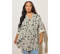 Yours Floral Print Pintuck Blouse In White White 16