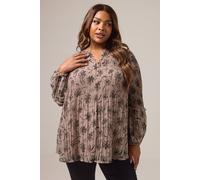Yours Curve Purple Floral Pleated Blouse - Women's - Plus Size Curve