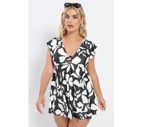 Yours Floral Print Swimdress In Black Black 16