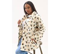 Yours Floral Print Teddy Fleece Jacket In Ivory Ivory 16