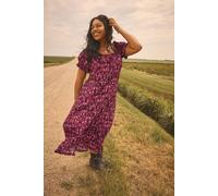 Floral Print Textured Maxi Dress Yours Pink 22-24