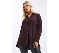 Yours Floral Print Textured Shirt In Black Black 22-24