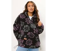 Yours Floral Quarter Zip Fleece In Black Black 20