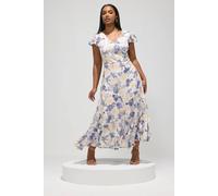 Yours Floral Ruffle Godet Hem Maxi Dress Multi