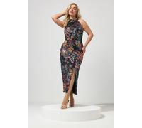 Yours Women's Floral Sequin Maxi Dress in Black | Size: 16 Yours Black 16