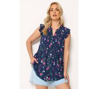 Yours Curve Blue Floral Sleeveless Pintuck Top - Women's - Plus Size Curve