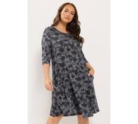 Yours Women's Floral Swing Pocket Dress in Grey | Size: 22-24 Yours Grey 22-24