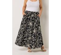 Yours Floral Textured Maxi Skirt In Black Black