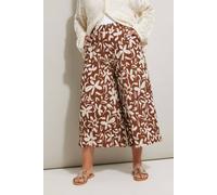 Floral Textured Midaxi Culottes Yours Brown 16