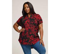 Yours Floral Textured Top In Black Black 20