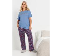 Yours Floral Wide Leg Pyjama Bottoms In Dark Navy Dark Navy 18-20